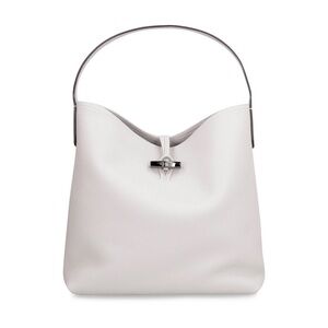 Longchamp Roseau Essential Leather Hobo Shoulder Bag in Talc